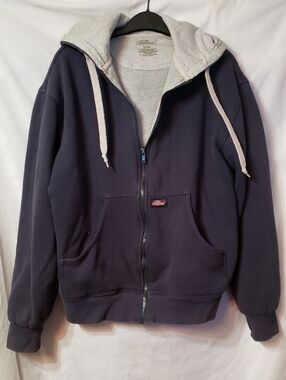 Dickies Men's Navy Zip Front Hoodie with Light Gray Hood Lining